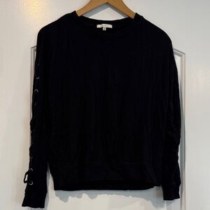 Z Supply Black Long Lace-Up Sleeves Top Size XS